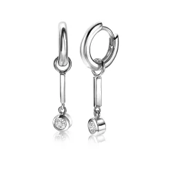 ZINZI zilveren oorbedels staafje 19mm witte zirconia bedel ZICH1953 (zonder oorringen)
