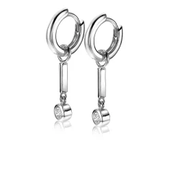 ZINZI zilveren oorbedels staafje 19mm witte zirconia bedel ZICH1953 (zonder oorringen)