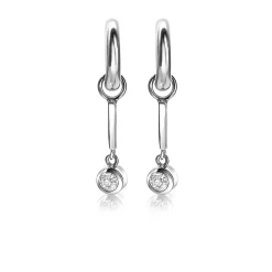 ZINZI zilveren oorbedels staafje 19mm witte zirconia bedel ZICH1953 (zonder oorringen)