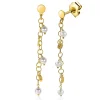 ZINZI zilveren oorhangers 50mm 14K geel verguld ronde plaatjes en witte parels ZIO2186G