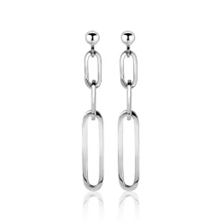 ZINZI zilveren oorhangers 45mm met ovale closed for ever schakels ZIO1990