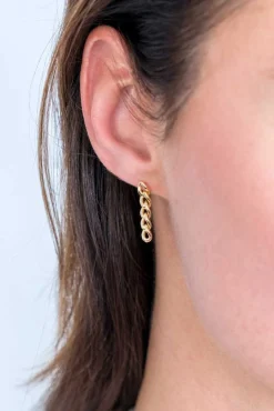 ZINZI zilveren oorhangers 14K geel verguld 20mm gourmet schakels ZIO2185G