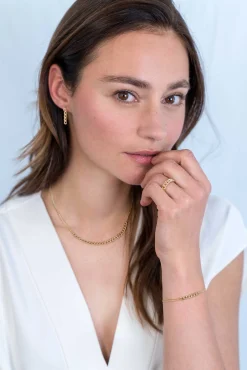ZINZI zilveren oorhangers 14K geel verguld 20mm gourmet schakels ZIO2185G