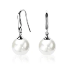 Zinzi zilveren oorhangers parel wit ZIO266