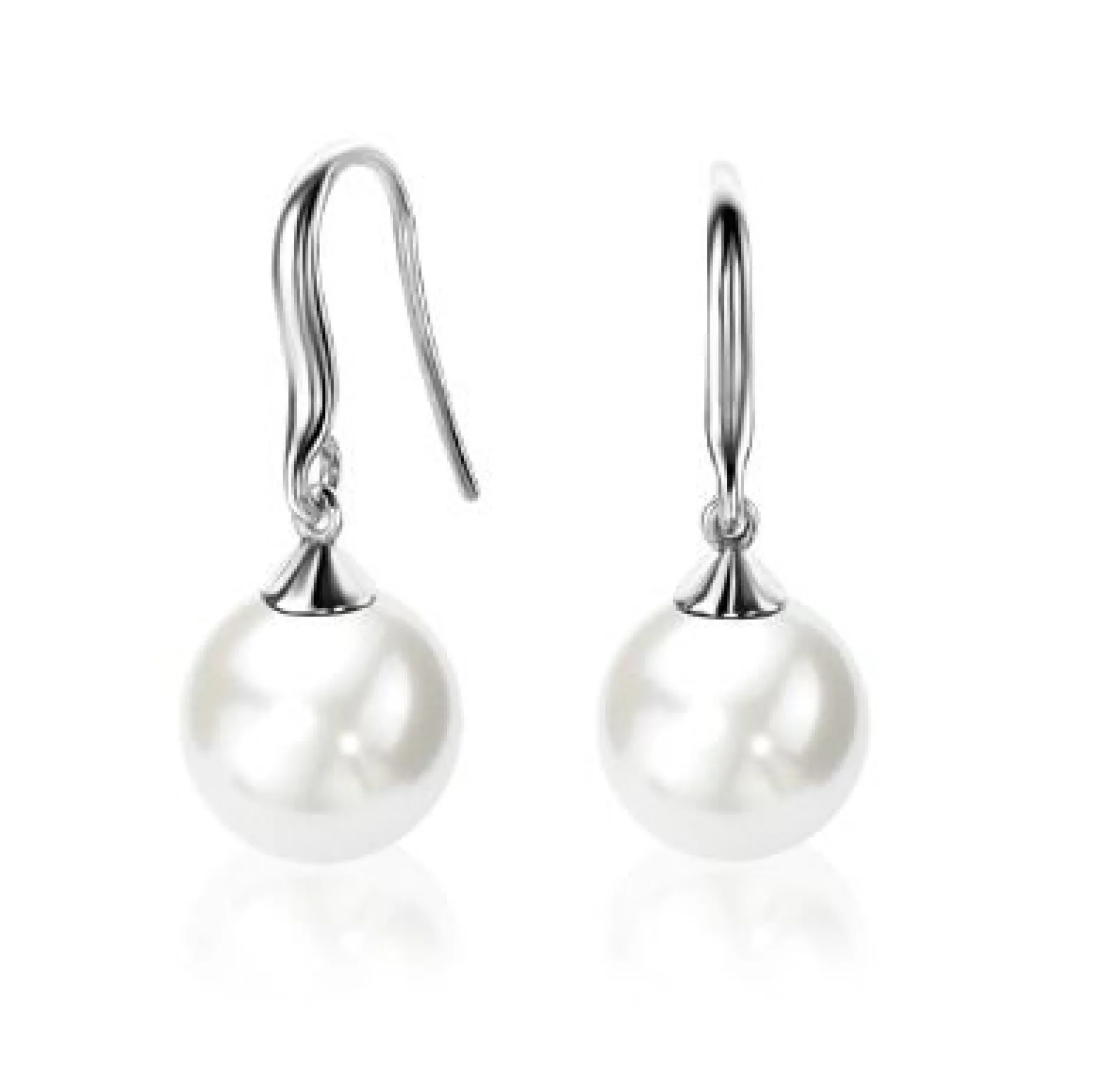 Zinzi zilveren oorhangers parel wit ZIO266