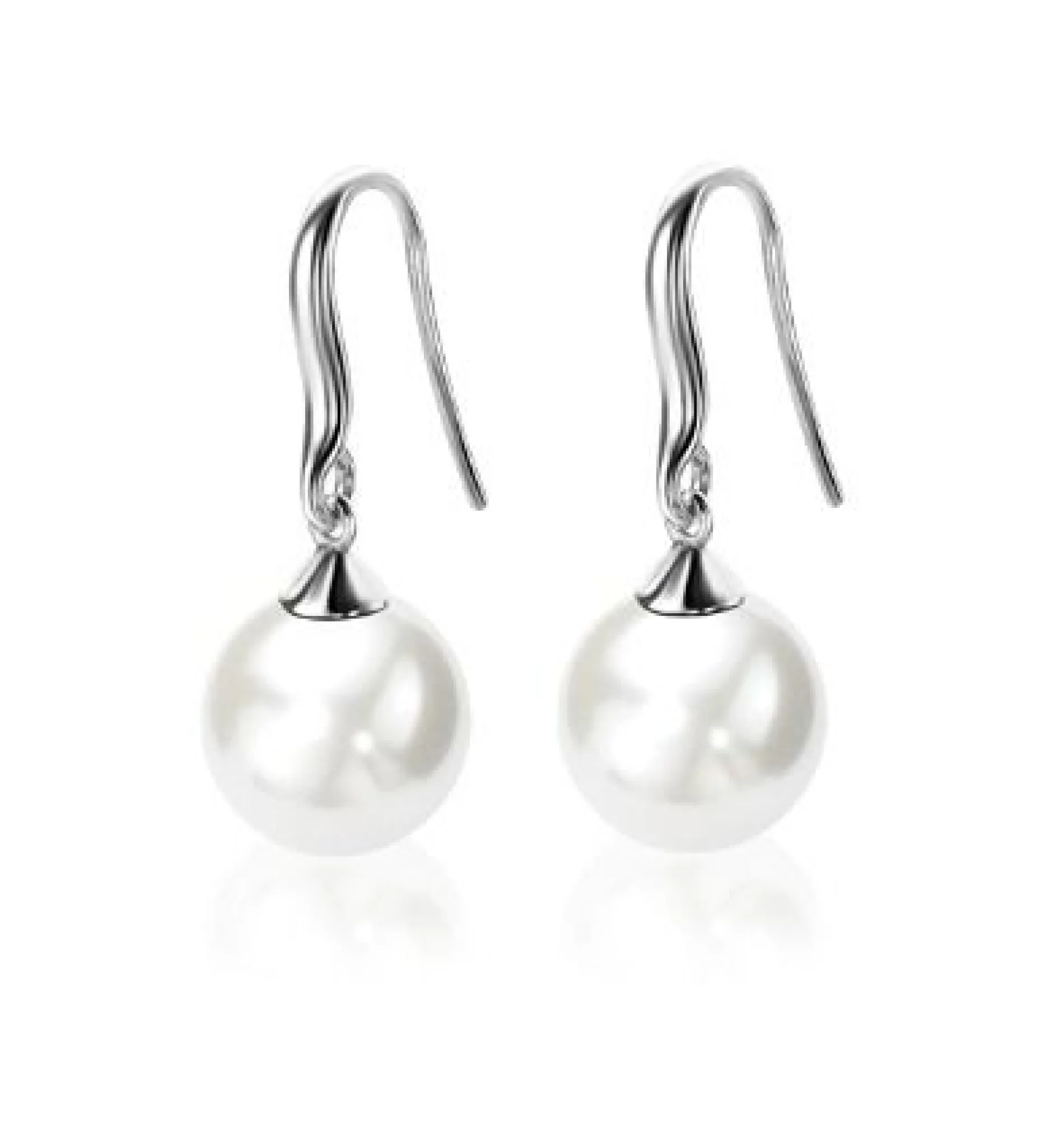 Zinzi zilveren oorhangers parel wit ZIO266