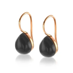 ZINZI zilveren oorhangers rosé verguld zwart peervorm 22mm ZIO1934RZ