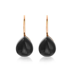 ZINZI zilveren oorhangers rosé verguld zwart peervorm 22mm ZIO1934RZ