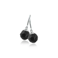 Zinzi zilveren oorhangers bead zwart ZIO266Z