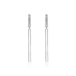ZINZI zilveren oorhangers staafjes wit 35mm ZIO1832