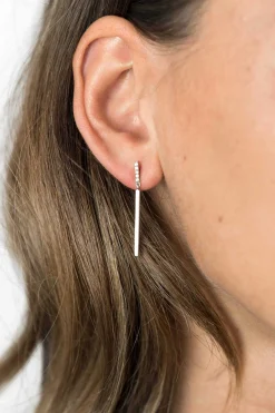 ZINZI zilveren oorhangers staafjes wit 35mm ZIO1832