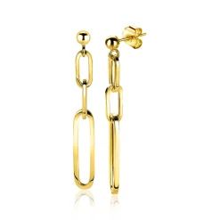 ZINZI zilveren oorhangers 45mm in 14K geel verguld met ovale closed for ever schakels ZIO1990G