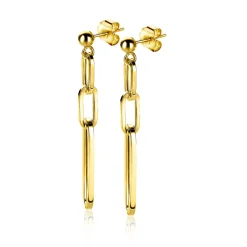 ZINZI zilveren oorhangers 45mm in 14K geel verguld met ovale closed for ever schakels ZIO1990G