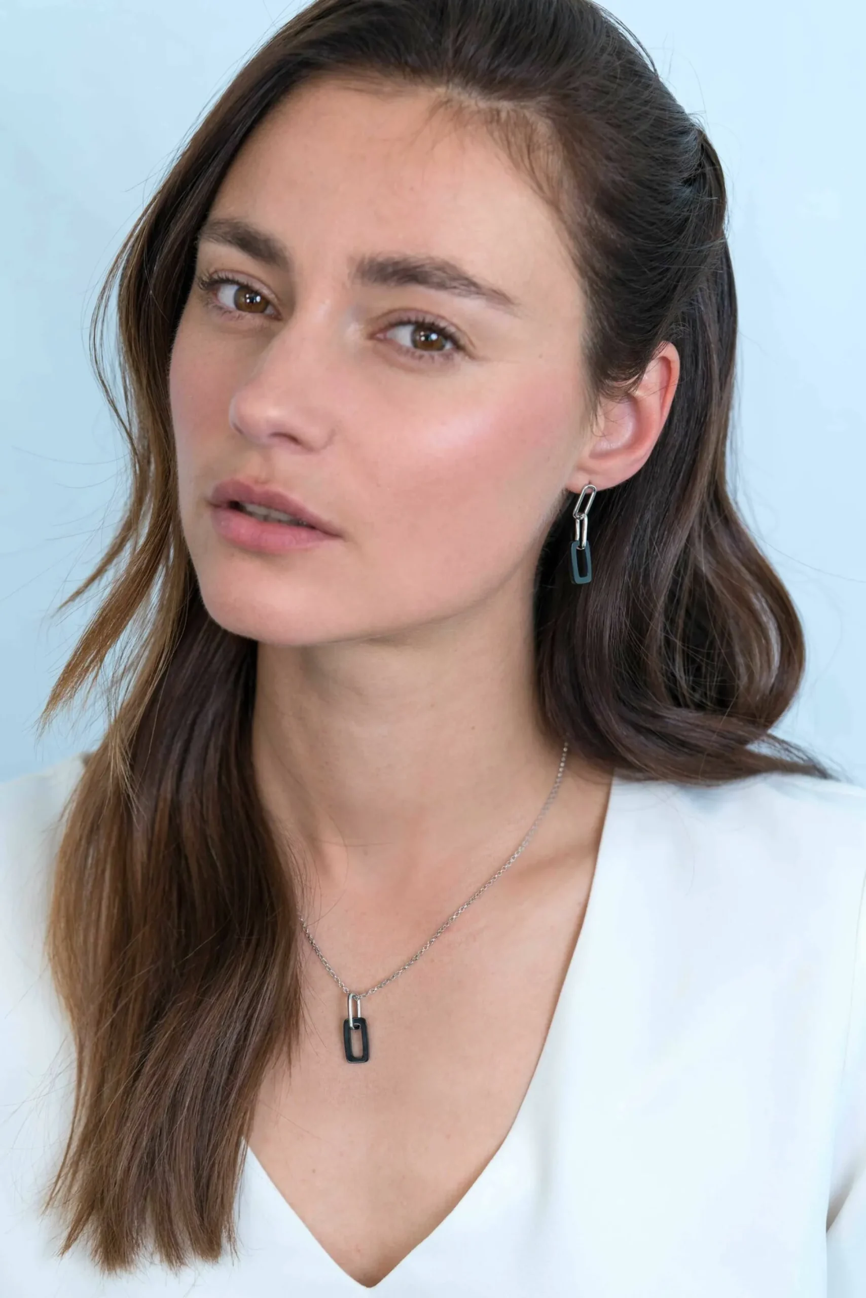 ZINZI zilveren oorhangers 34mm open ovaal zwart onyx ZIO2208