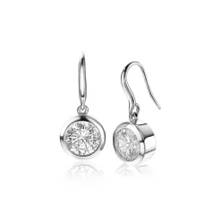 ZINZI zilveren oorhangers witte zirconia 11mm ZIO1
