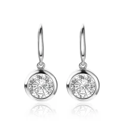 ZINZI zilveren oorhangers witte zirconia 11mm ZIO1