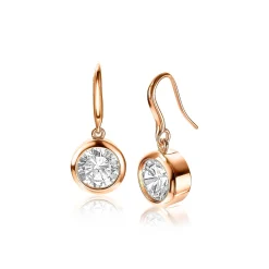 ZINZI zilveren oorhangers rosé verguld witte zirconia 11mm ZIO3
