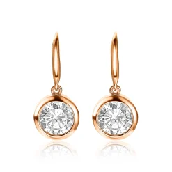 ZINZI zilveren oorhangers rosé verguld witte zirconia 11mm ZIO3
