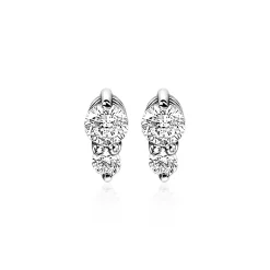 ZINZI zilveren oorknopjes 6mm rond wit ZIO2080