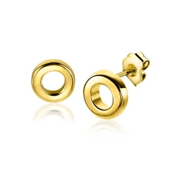 ZINZI zilveren oorknopjes 14K geel verguld 5mm open rondje ZIO2168G