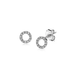 ZINZI zilveren oorknoppen open rond wit 6,5mm ZIO1063