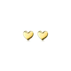 ZINZI zilveren oorknoppen geel verguld glad hart 6mm ZIO1378G