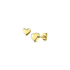 ZINZI zilveren oorknoppen geel verguld glad hart 6mm ZIO1378G