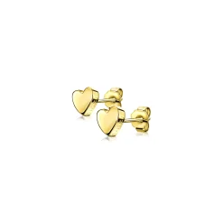 ZINZI zilveren oorknoppen geel verguld glad hart 6mm ZIO1378G
