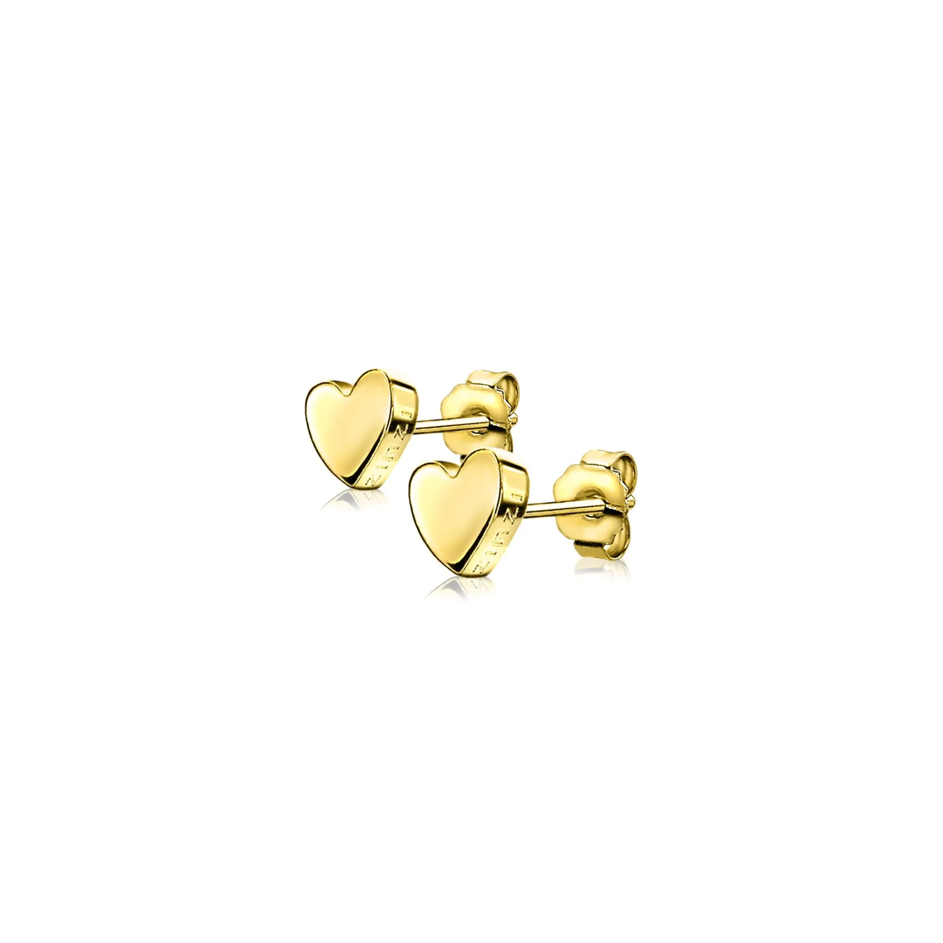ZINZI zilveren oorknoppen geel verguld glad hart 6mm ZIO1378G