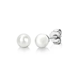 ZINZI zilveren oorknoppen 6mm wit parel ZIO1317