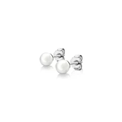 ZINZI zilveren oorknoppen 6mm wit parel ZIO1317