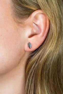 ZINZI zilveren oorknoppen staafjes vorm glad 9mm ZIO1586