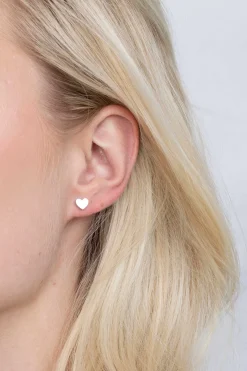 ZINZI zilveren oorknoppen glad hart 6mm ZIO1378
