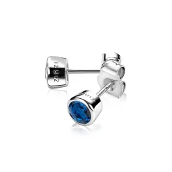 Zinzi zilveren oorknoppen rond donkerblauw ZIO322DB