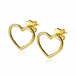 ZINZI zilveren oorknoppen 14K geelverguld open hart 8mm ZIO1630G