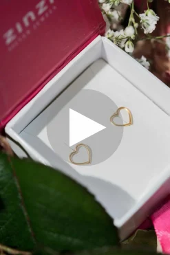 ZINZI zilveren oorknoppen 14K geelverguld open hart 8mm ZIO1630G