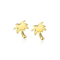 ZINZI zilveren oorknoppen geel verguld palmboom 8mm ZIO1679G