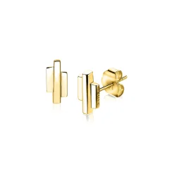 ZINZI zilveren oorknoppen geel verguld staafjes vorm glad 9mm ZIO1586G