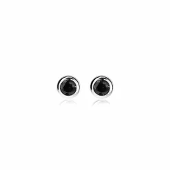 Zinzi zilveren oorknoppen rond 4mm zwart ZIO1177Z