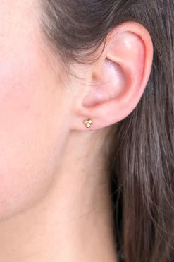 ZINZI zilveren oorknoppen 14K geel verguld bolletjes witte zirconia ZIO2174G