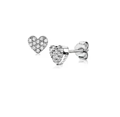 ZINZI zilveren oorknoppen hart wit 6mm ZIO1378Z