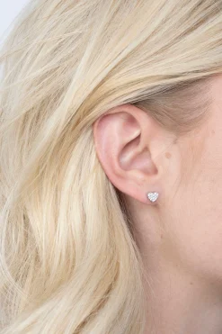 ZINZI zilveren oorknoppen hart wit 6mm ZIO1378Z