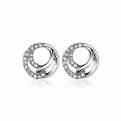 ZINZI zilveren oorknoppen 10mm symboliseert verbondenheid witte zirconia's ZIO2119