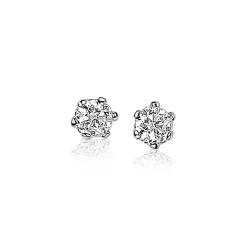 ZINZI zilveren oorknoppen 4,5mm zirconia wit chatonzetting ZIO1984