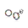 ZINZI zilveren oorknoppen 8mm bezet met regenboog kleurstenen ZIO2170Z