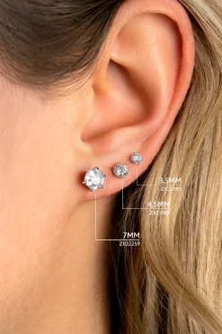 ZINZI zilveren oorknoppen zeshoek met witte zirconia 7mm ZIO2259