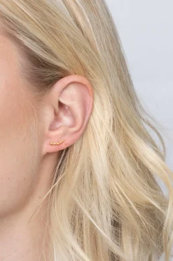 ZINZI zilveren oorknoppen 14K geel verguld met golfje van bolletjes 10mm ZIO2090G