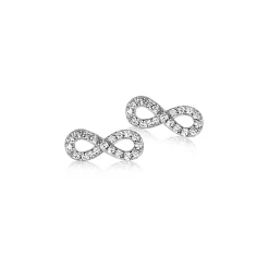 Zinzi zilveren oorknoppen infinity wit ZIO1065Z