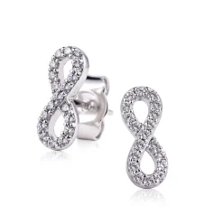 Zinzi zilveren oorknoppen infinity wit ZIO1065Z