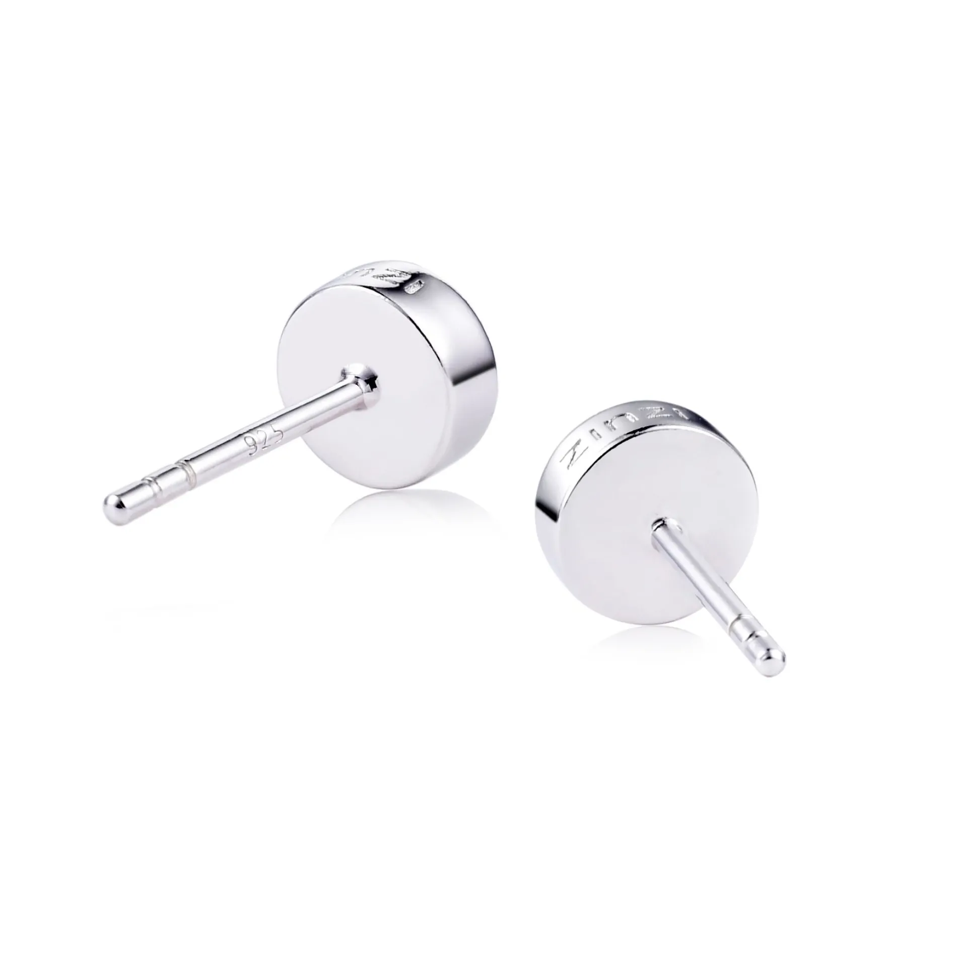 ZINZI zilveren oorknoppen rond wit 6mm ZIO1376Z